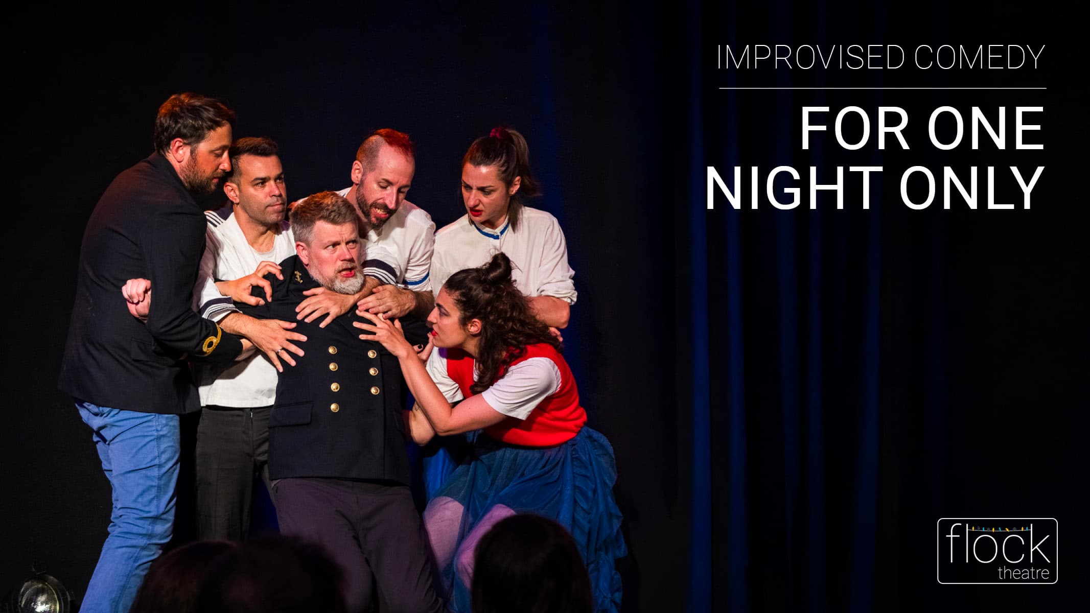 5 acteurs houden 1 acteur stevig vast