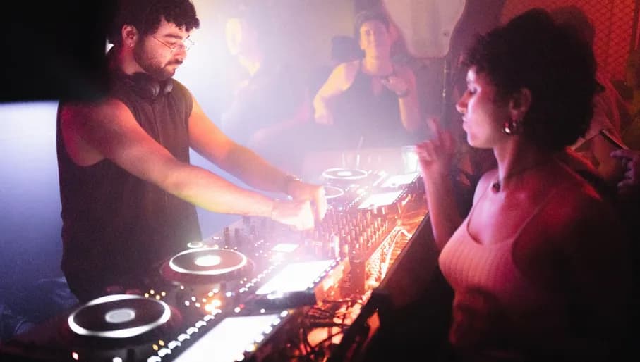 Radio Radio DJ playing music and people dancing