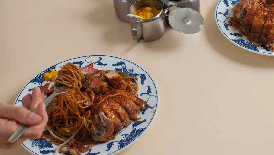 Duck dish at New Fusion roti shop Amsterdam