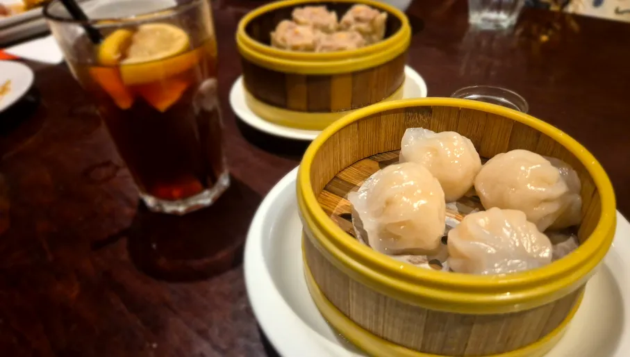 Steamed dumplings at Hoi Tin Chinese restaurant on the Zeedijk