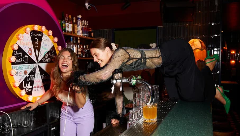 Hachi two girls having fun at the bar