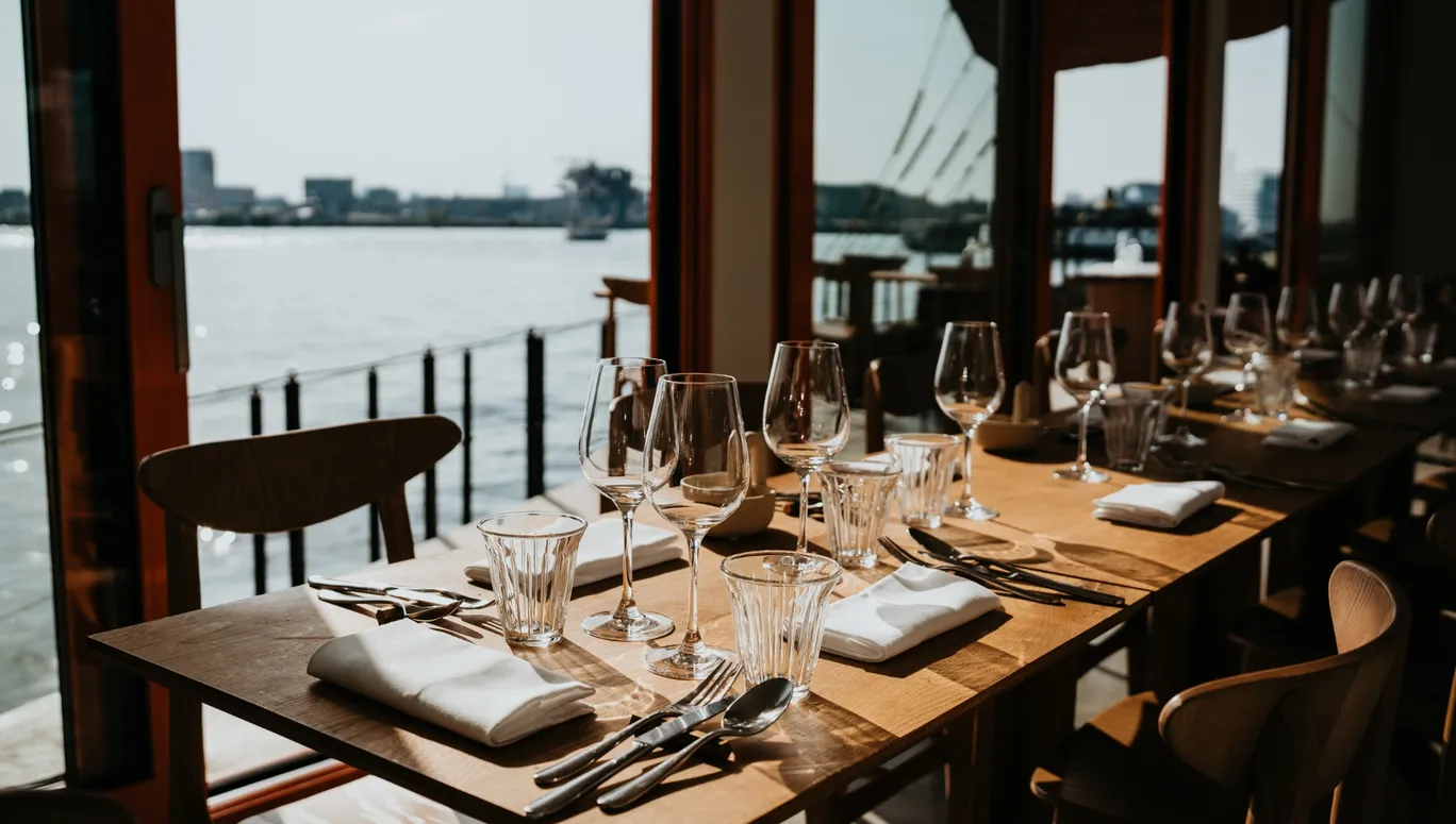 Contrast restaurant table setting