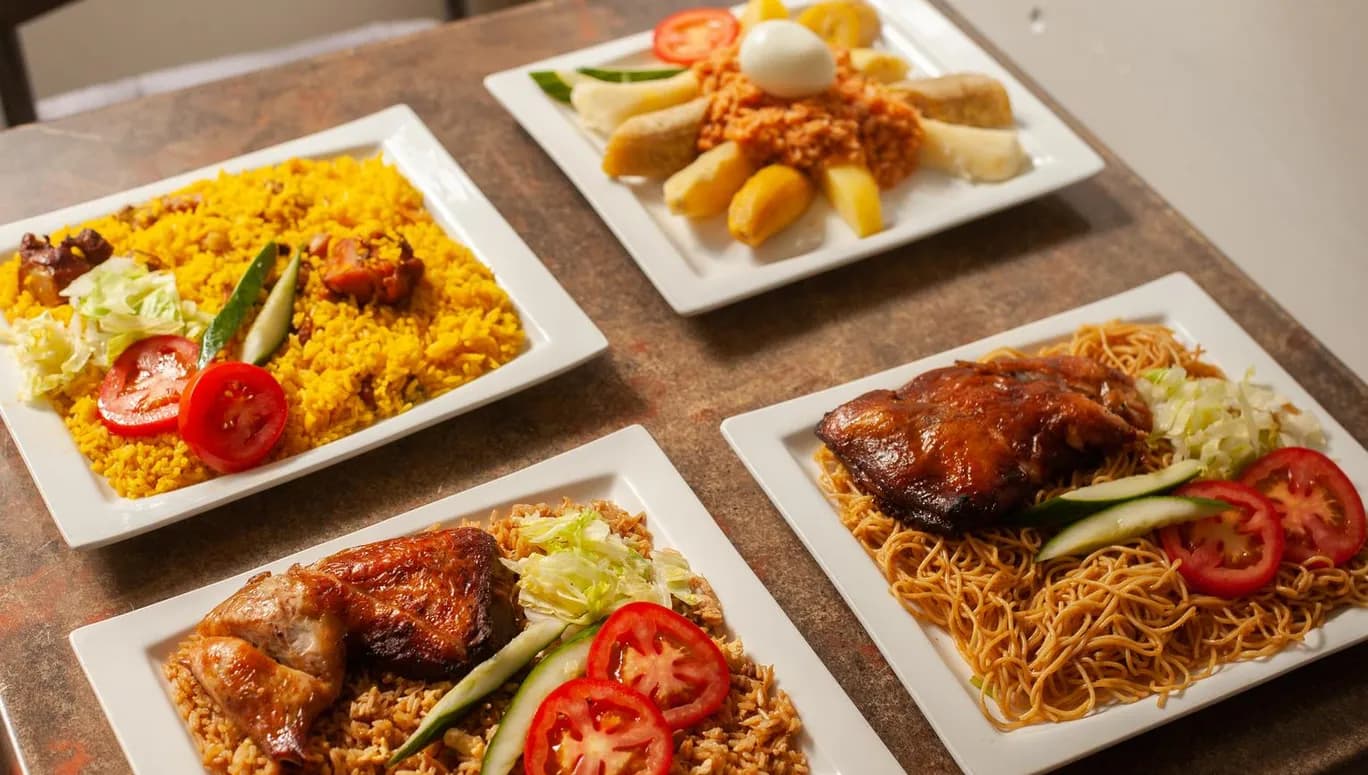 Dishes at New Draver roti shop Amsterdam