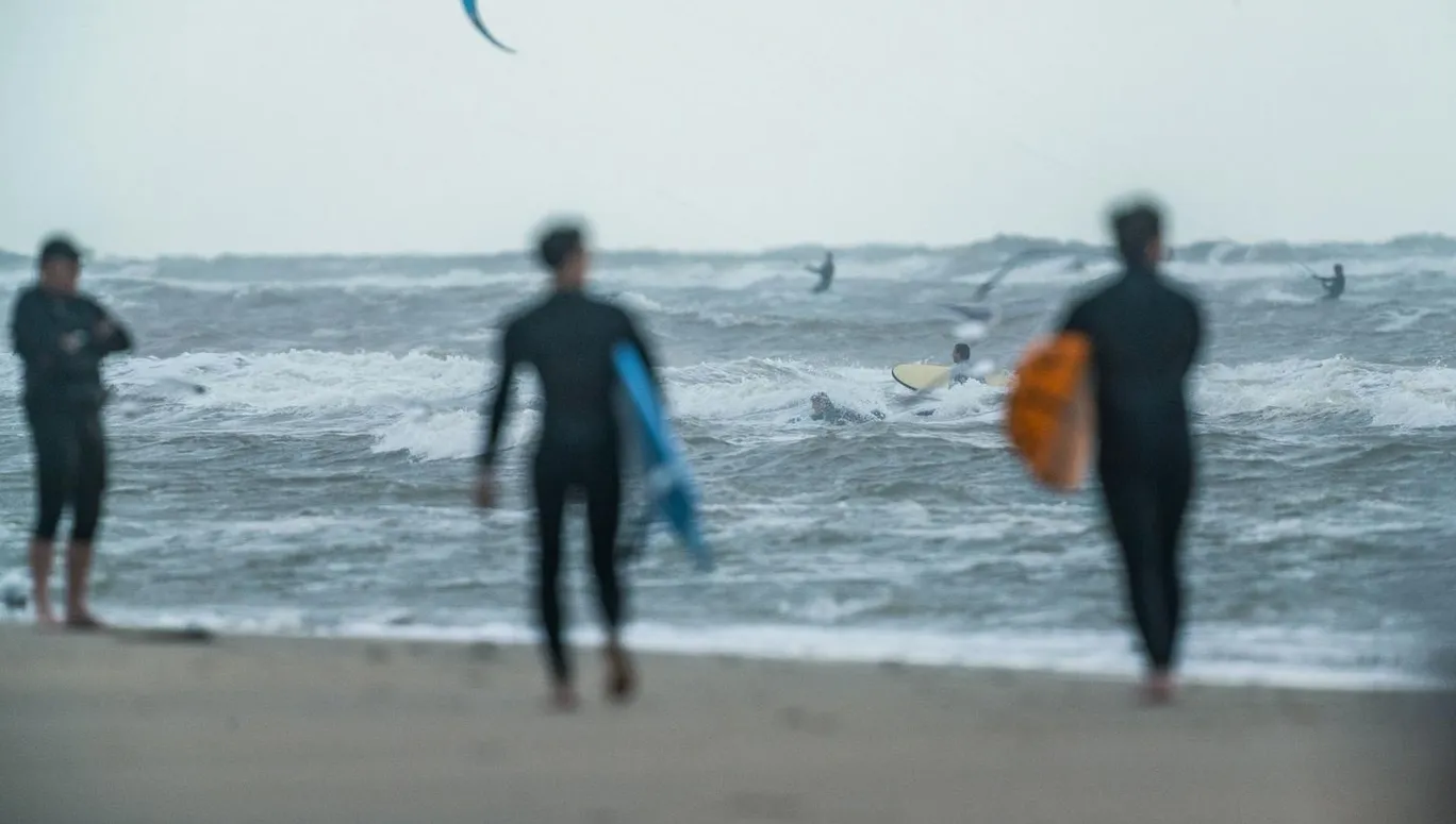 Surfers at the beach IJmuiden