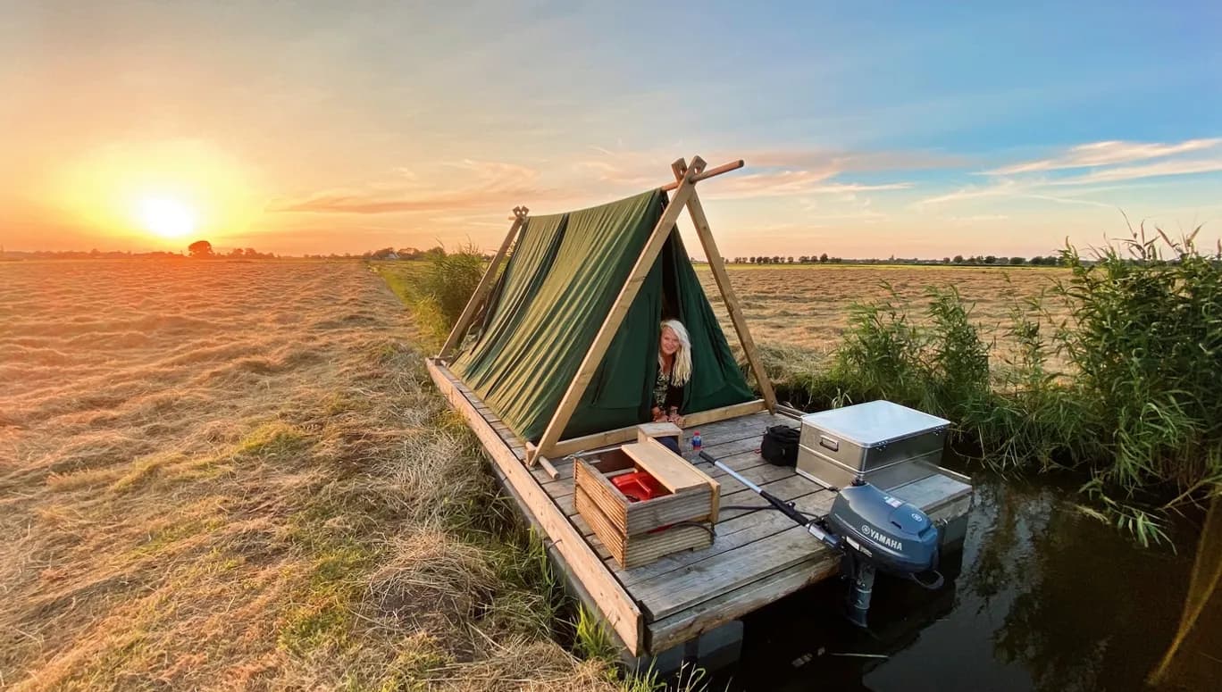 woman staying the night in a tent