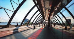 view from bike path behind station