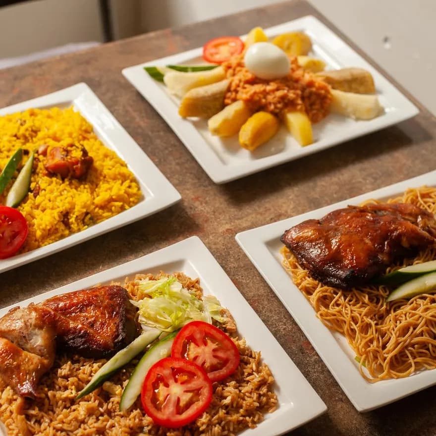 Dishes at New Draver roti shop Amsterdam