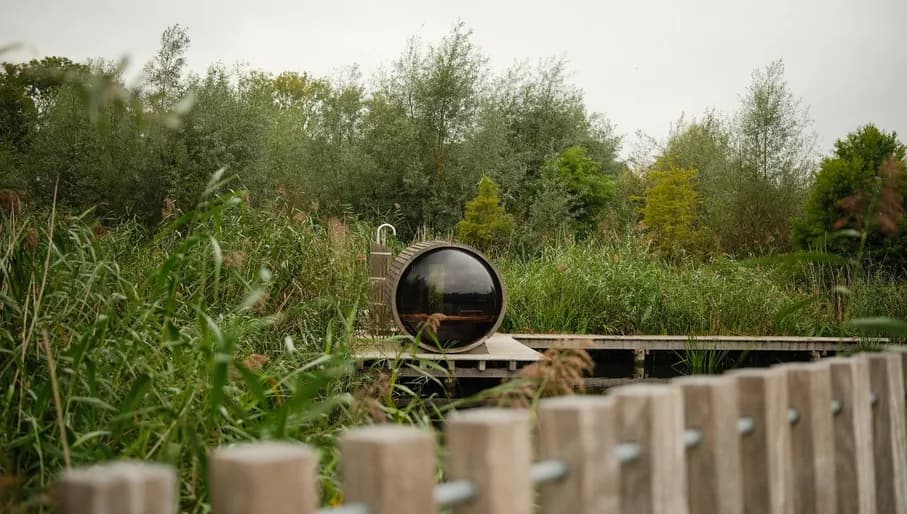 Outdoor sauna on the Unbound property in Amsterdam