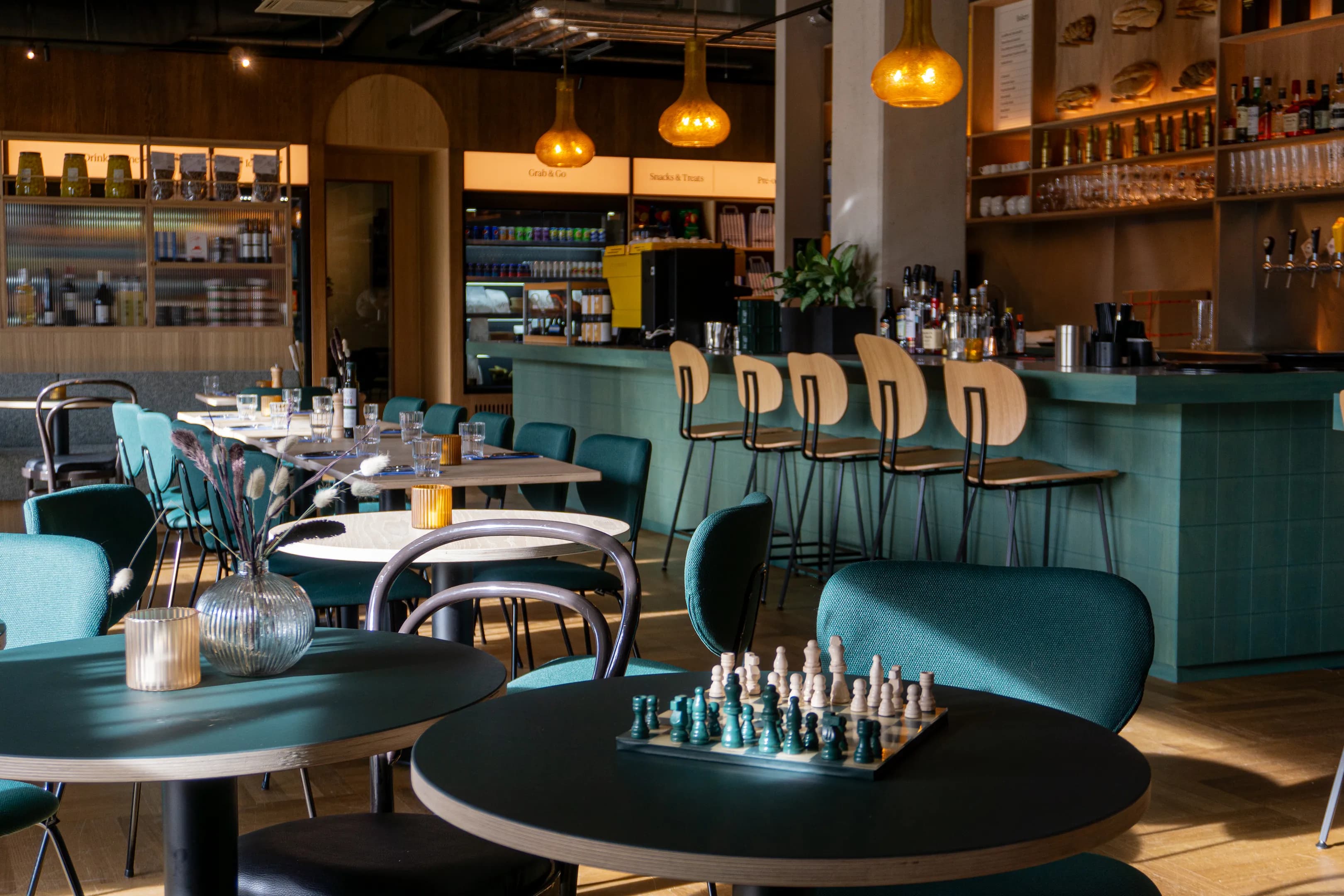 CaCanteen interior with chessboard