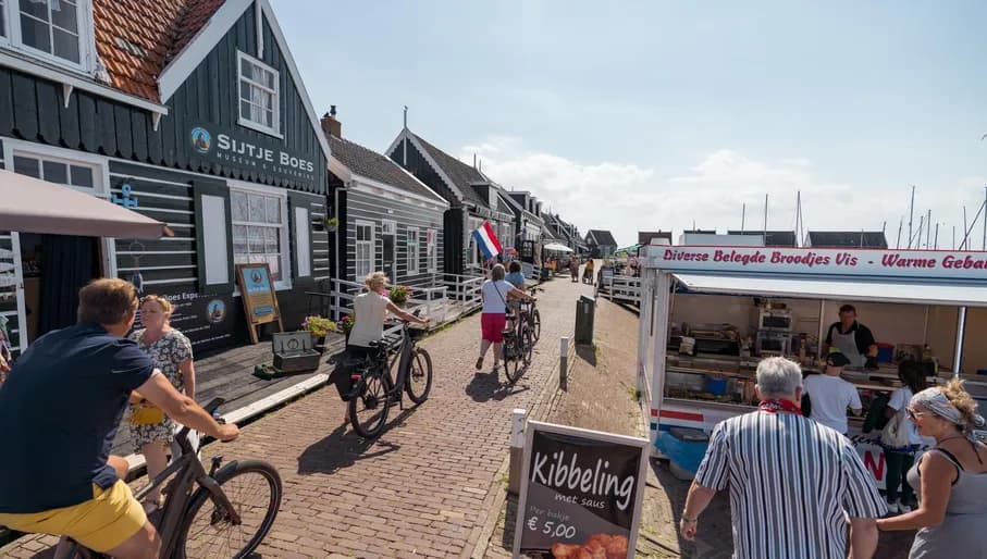 People on the dike of Marken.