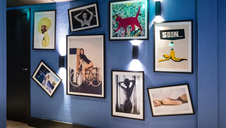 Gallery wall interiors in the Albus hotel in Amsterdam City Centre
