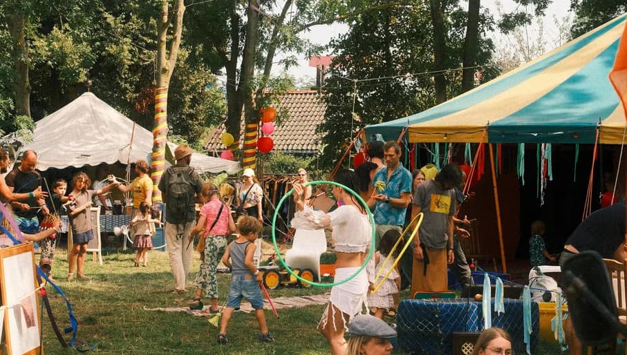 People together during one of the festivities at Ruigoord