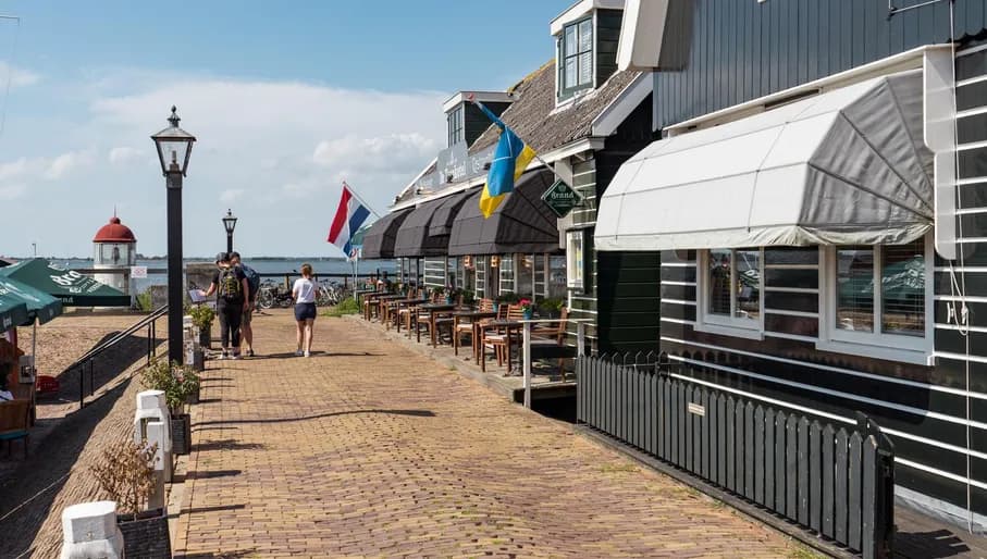 People on the dike of Marken.