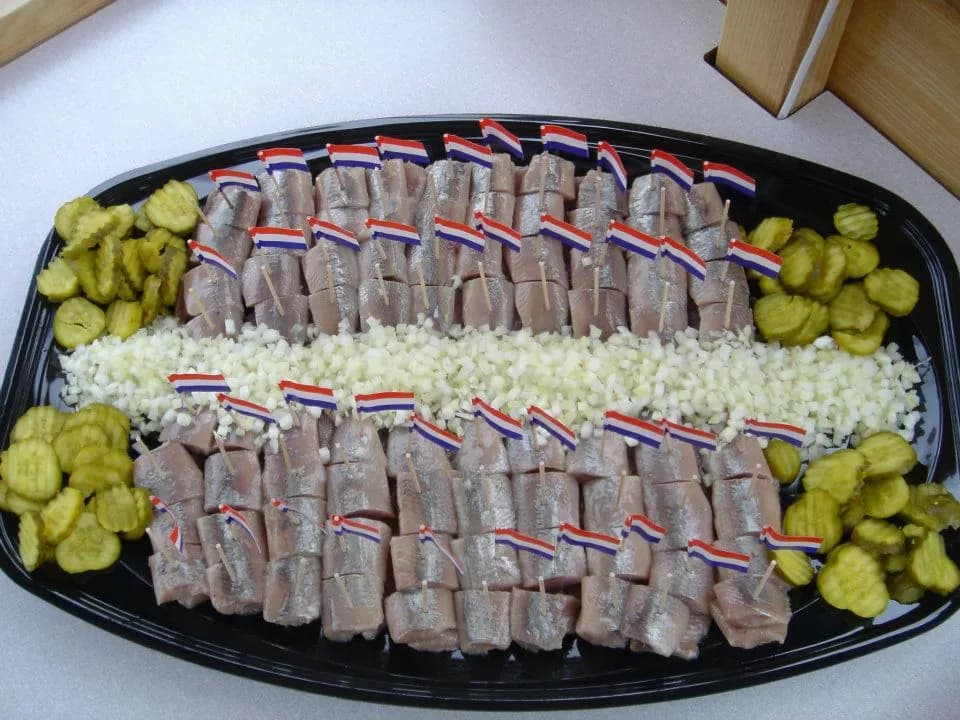 Plate of Hollandse Nieuwe haring herring