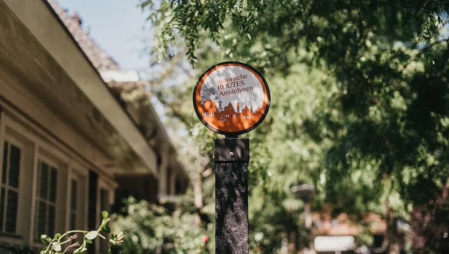 Sign for historical walking route Amstelveen