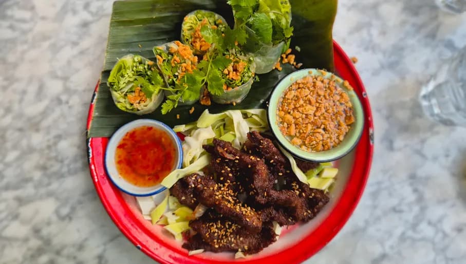 Bowl of springroll snacks from Boi Boi Lao restaurant