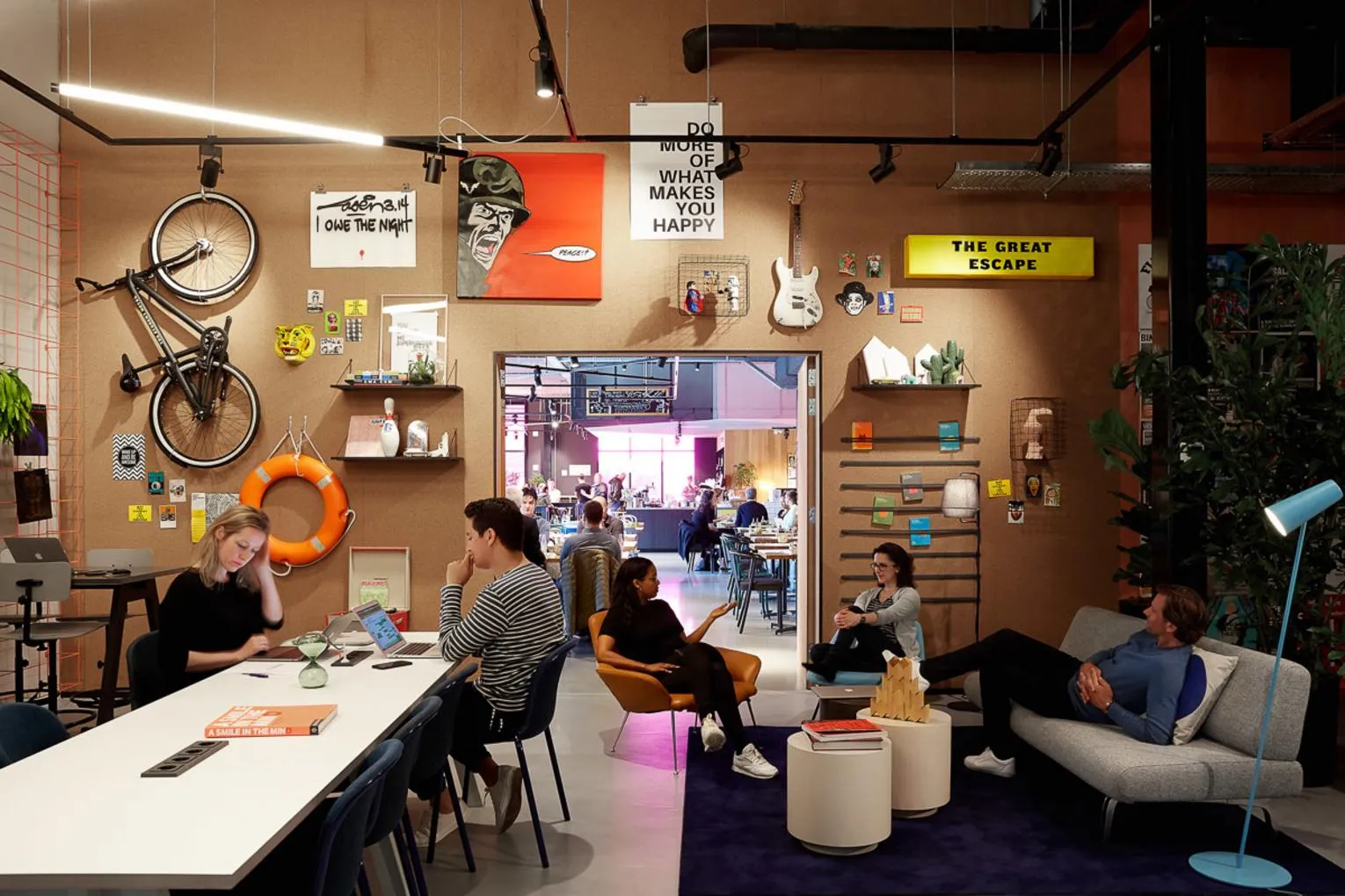 Co-working space of The Social Hub Amsterdam City.