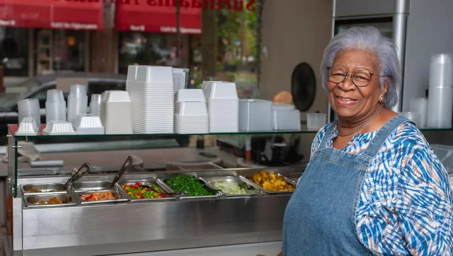 Floor the chef at Floor's Catering roti shop Amsterdam