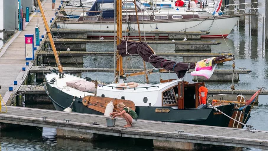 Boats in the harbouw at Amsterdam Beach