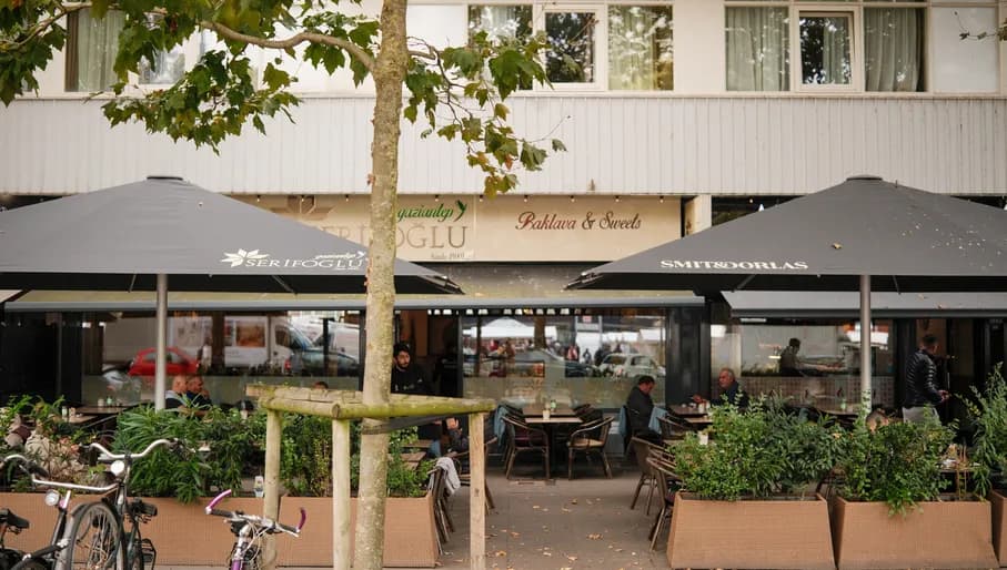 Serifolgu Baklava and Sweets street side terrace