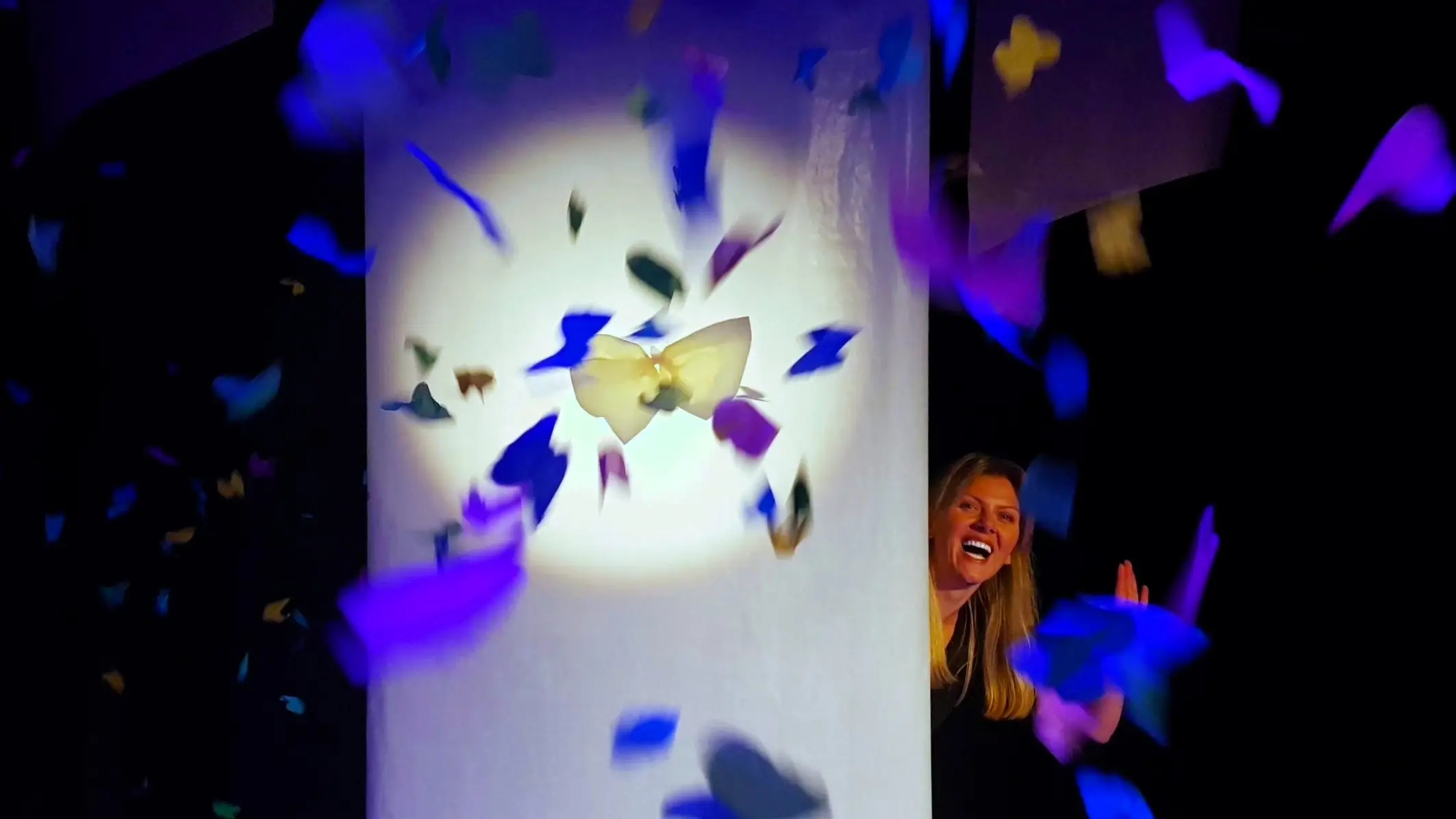 Vlinders vliegen door de lucht in de vlindertuin