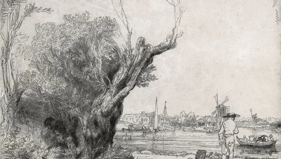 Rembrandt, De Omval, 1645. Ets en drogenaald, staat II (2), 184 x 225 mm, Museum Rembrandthuis, Amsterdam