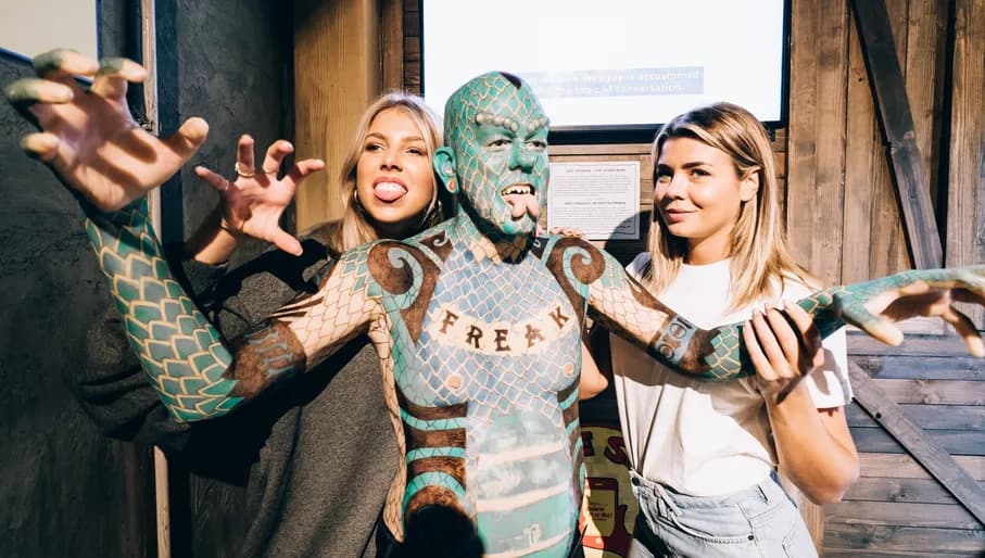 Two girls posing in Ripleys Believe it or not museum