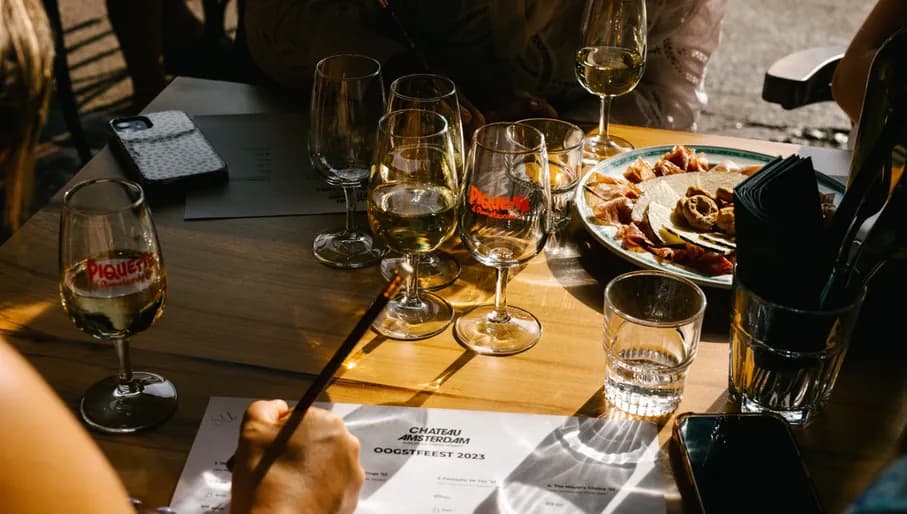 Chateau wine bar terrace table setting