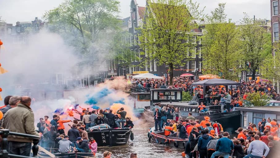 Koningsdag or King's Day is a national holiday in the Kingdom of the Netherlands. Celebrated on 27 April, the date marks the birth of King Willem-Alexander.
Celebrations: Partying, wearing orange costumes, and traditional local gatherings.
