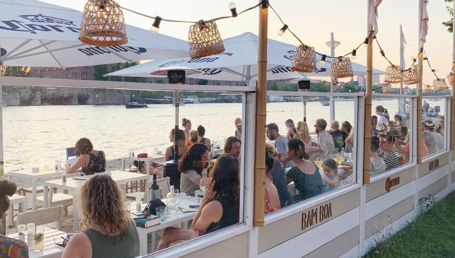 Bam Boa restaurant terrace next to the Amstel river