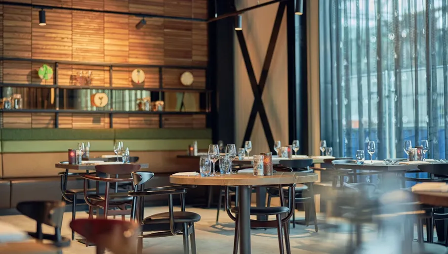 Interior of bar-restaurant of Inntel Hotels Amsterdam Landmark.