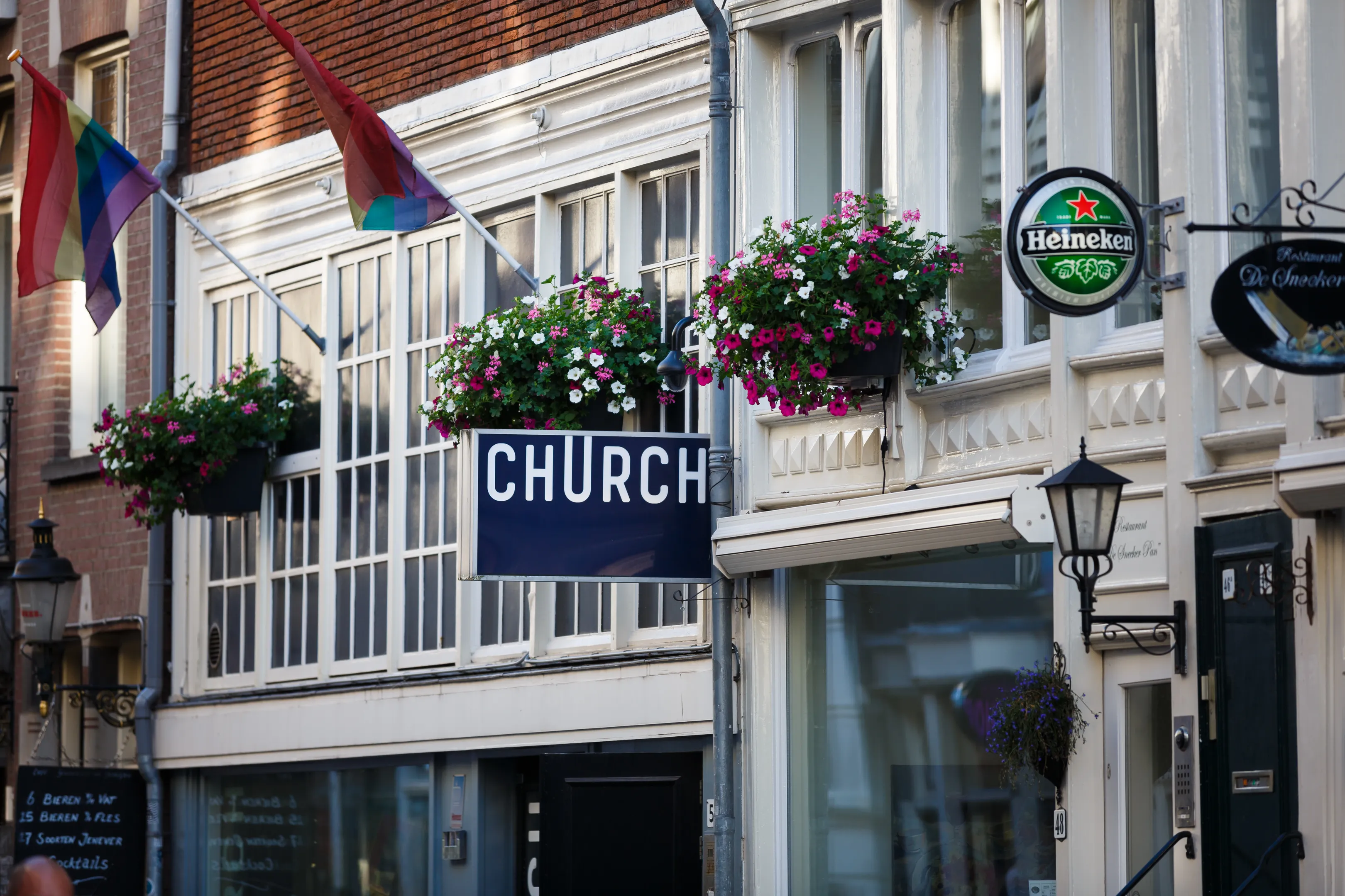 Amsterdam, Netherlands - July 02 2016: The club Church in Amsterdam, located on a Kerkstraat street